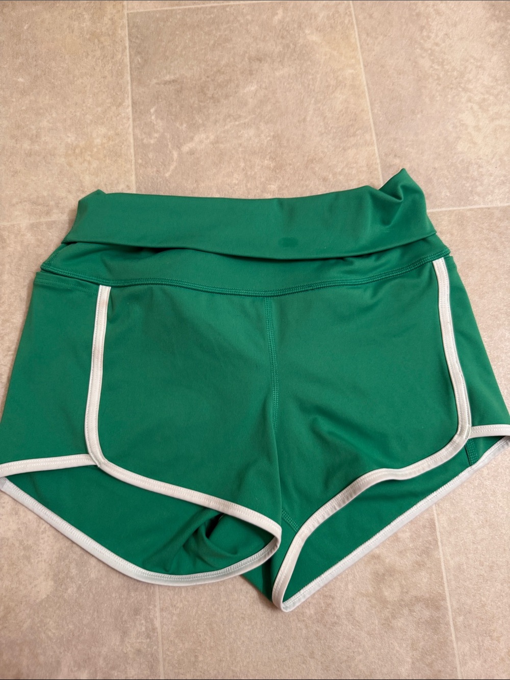 FP Movement Women's Green Athletic Shorts with White Trim